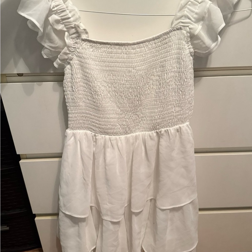 White Ruffled Smocked Dress